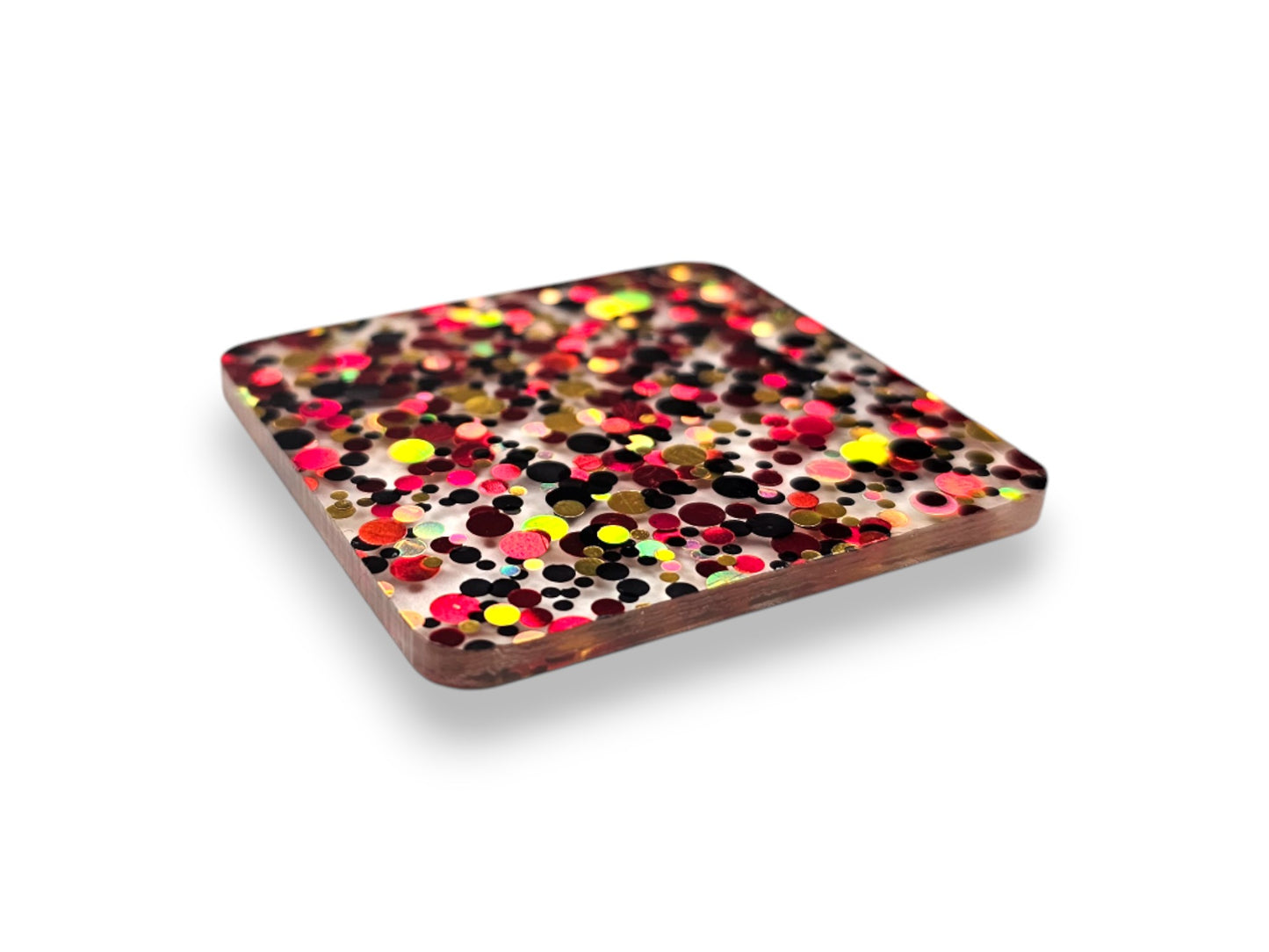 3 mm Acrylplatte - Black Red Gold Konfetti