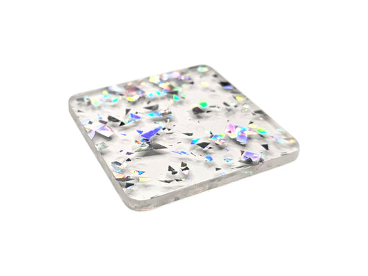 3 mm Acrylplatte - Silver Clear Glitter