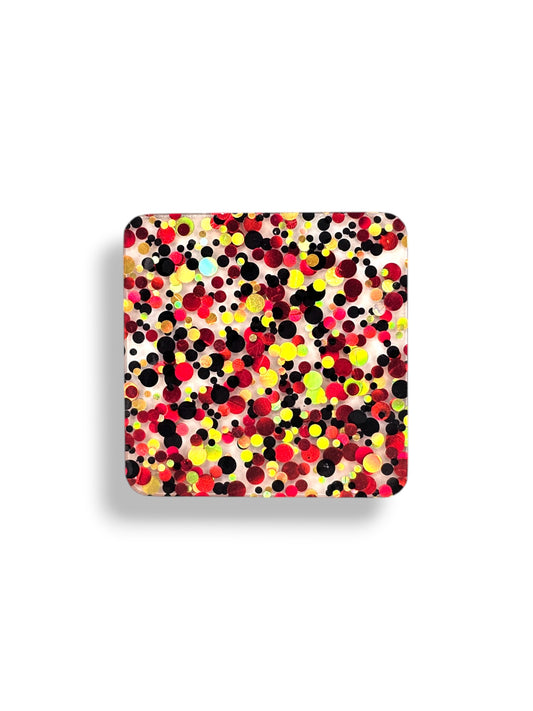 3 mm Acrylplatte - Black Red Gold Konfetti
