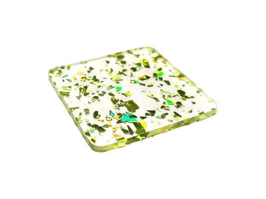 3 mm Acrylplatte - Green Clear Glitter