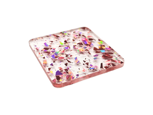 3 mm Acrylplatte - Rose Clear Glitter